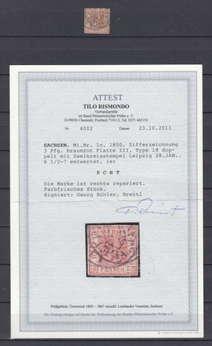 Sachsen 1850 sachsendreier 1c - sachsen,,