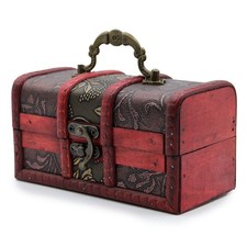 Kolonialstil Truhe rustikal Holz Schatztruhe Aufbewahrungsbox Goldplatte groß