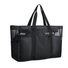35L Strandtasche Damen XXL Familie Badetasche Shopper Wasserdicht, Schwarz