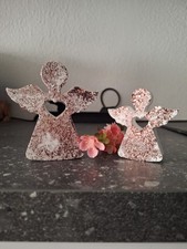 Dekofiguren Engel. Weiß/rosa.Aus Keraflott. Handmade.