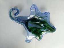 Waldglashütte Erpentrup Blütenvase Liegend Glas Blau Grün + 063