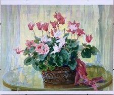 Gasteiger Gemälde Alpenveilchen alter Kunstdruck 