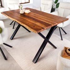 Massivholz Esstisch MAMMUT 160cm Akazie X-Gestell Industrial Design Tisch
