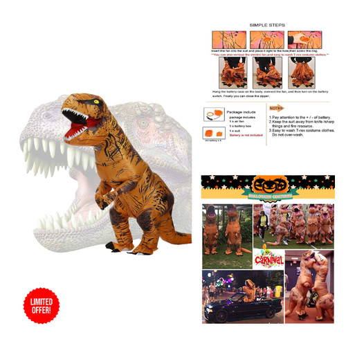 Aufblasbares dino kostüm - aufblasbares,