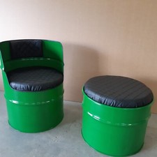 Ölfass Sessel und Hocker