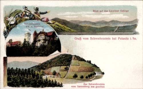 Schwedenstein bei pulsnitz - ak,