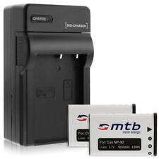 2 Akkus NP-90 NP90 + Ladegerät für Casio Exilim EX-FH100, H10, H15, H20G