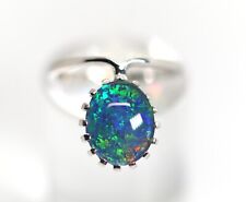 WG Weißgold 585 / 14kt Damen Goldring, Opal Triplette schönes Farbspiel, Rg: 49