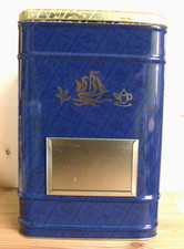 Teedose Blech,Blau,H.:26 cm,B.:17 x 17 cm