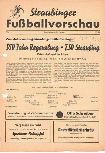Fussball programmheft 53 - , 52/53