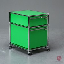 USM Haller Rollcontainer Grün mit 2 Schubladen Büro Container mit Rollen TOP
