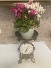 Alte Waage Tellerwaage Küchenwaage Wirtschaftswaage emaille Zifferblatt 