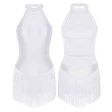 DE Damen Tanzkleid Quasten Tanzbody Latin Rumba Salsa Kleid Party Flapper Kleid