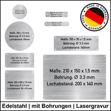 Klingelschild Türschild Typenschild Gartenschild Edelstahl mit Gravur