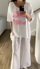 T-Shirt Damen NEU Weiß Pink