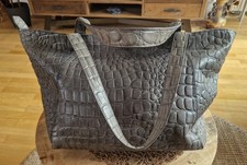 Liebeskind Berlin Kroko Shopper Schultertasche Krokoprägung  Schlamm Grau-Braun