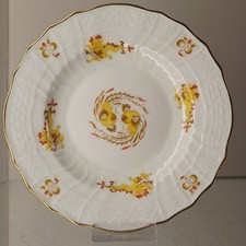Meissen Porzellan Dessert Teller gelber Hofdrache Neubrandenstein Goldrand Dm 15