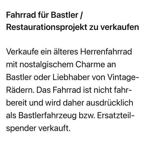 Fahrrad für bastler - fahrrad,