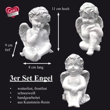 3er Set Engel Figuren Deko weiß Wohnzimmer Garten Grab wetterfest Grabschmuck