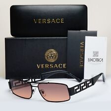 Versace Sonnenbrille schwarz mäanderbraun Farbverlauf rechteckig Metall MOD 2257 1261/18