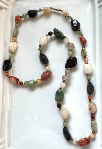 Lange edelsteinkette bunt - edelsteinkette,