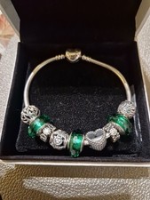 Pandora🎀 Armband S925 ALE Charms Silber grüne Inspiration 💚Murano Glas usw🎄🎁