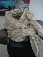 Schal Tuch ❤️Scarf Halstuch Haarband Damen beige Seide&Cotton Punkte NEU ITALY B