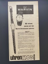 Marvin Chronometer Uhren Weiss 1962 Vintage Watch Ad Werbung Reklame