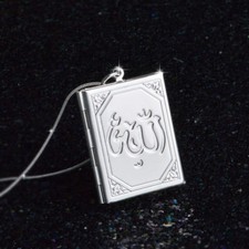 Silber pl Anhänger Koran Allah Medaillon Amulett Islam Aufklappbar Medallion NEU