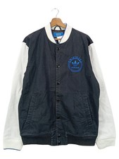 ADIDAS Herren Bomberjacke Gr. 50/L Schwarz Streetwear Sportlich