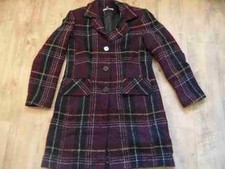 PRESTIGE ELEGANCE schöner karierter Wollmantel blau rot Gr. 40 TOP ZC117