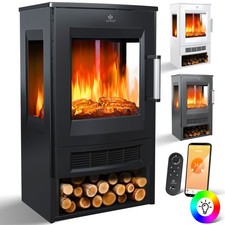KESSER® Elektrokamin LED Flammen-Effekt Stand Kamin elektrisch Heizung WIFI APP
