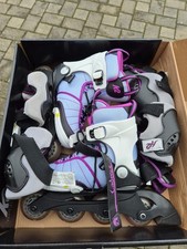 Inline Skates Mädchen, Gr. 32-37, Rosa/Pink/Weiß, mit Knieschutz Ellenbogen Hand