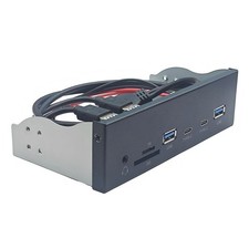 Industrial Black USB 3 2 Gen1 Front Panel with USB A Audio and Card Reader
