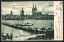 Ansichtskarte Köln, Rheinpartie mit Schiffbrücke 1906 