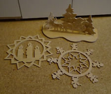 Handgefertigt: Rentierschlitten mit Nikolaus + 2 Fensterbilder, Deko Weihnachten