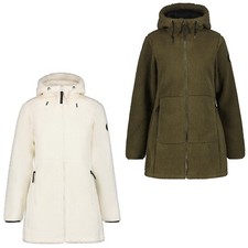 Icepeak Agra Fleecejacke Jacke lang Mantel Damen verschließbare Taschen Kapuze