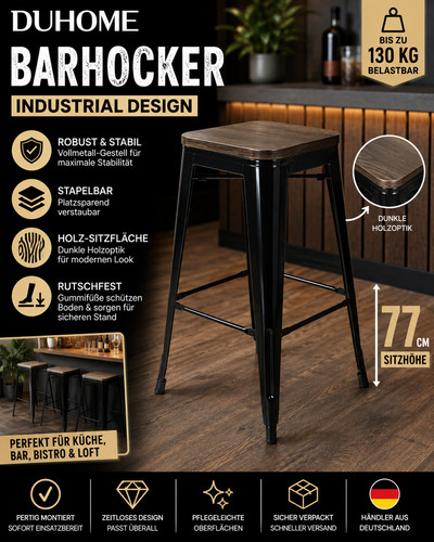 Duhome barhocker metall holz - metall,