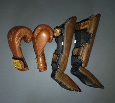 EVERLAST Fox Fight Thai Kickboxen Boxhandschuhe Scheinbeinschoner Leder 16 oz XL