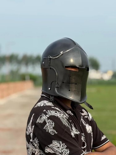 Schwarzer stahl barbuta helm - stahl,
