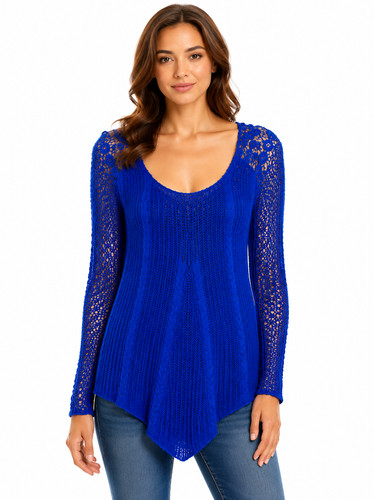 Blau häkel spitze top damen - top,