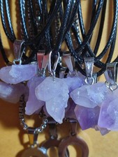 Damen Mädchen Halskette Natur - Kristall am Band jedes Teil ein Einzelstück