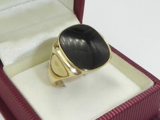 Siegelring 333 Gold Ring Onyx Herrenring 8K Gelbgold RG 60 - 19,1 mm 4944a