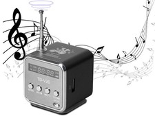 Mini Bluetooth Lautsprecher Tragbar FM Radio LED USB AUX microSD Schwarz