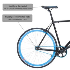 Galano Blade 28" Singlespeed Bike Erwachsenen Fahrrad Fixie schwarz/blau 53cm
