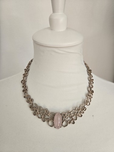 Collier silber rosenquarz - rosenquarz, 60er