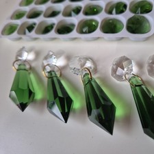 147 tlg, Wiener Pendel Zapfen Grün - Smaragd Kristall, Octagons klar, Verbinder