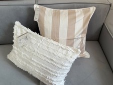 H&m/VENTURE HOME KISSENHÜLLE 2 Stk. WEISS/BEIGE KISSENBEZÜGE DEKO WOHNEN