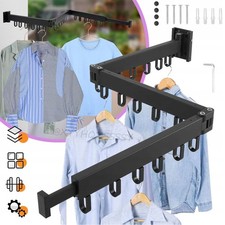 Ausziehbar Wäscheständer Wandmontage Kleiderstange Klappbar mit Haken&Schrauben