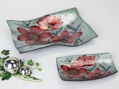 Teller glas deko schale - schale, blumen